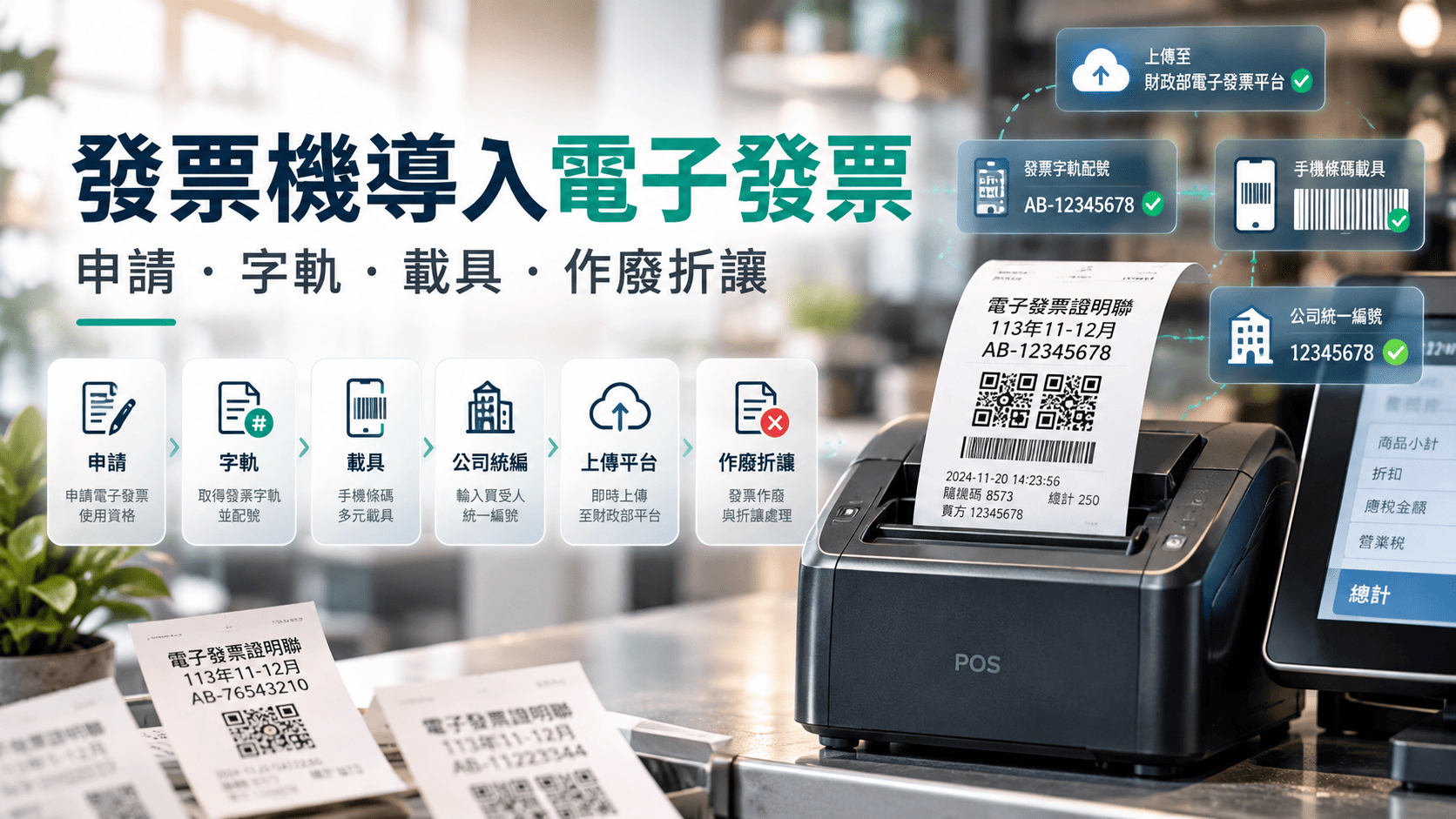 開出的發票資料是否正確、能否正常上傳、異常狀況能否順利處理。